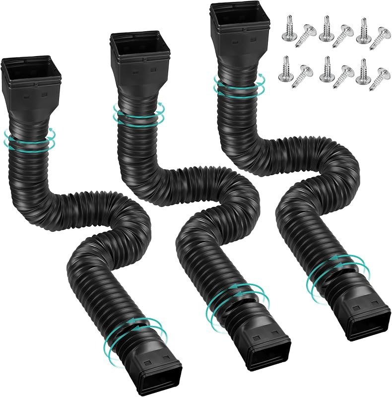 3 Pack Rain Gutter Downspout Extensions Flexible,Downspout Diverter Extendable From 21" To 58". Downspout Extender Is