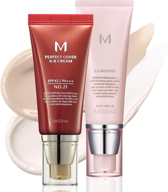 MISSHA BB Essentials Kit No.21 Light Beige SPF 42 PA+++ & BB Boomer Primer — Makeup and SPF that will not break y for