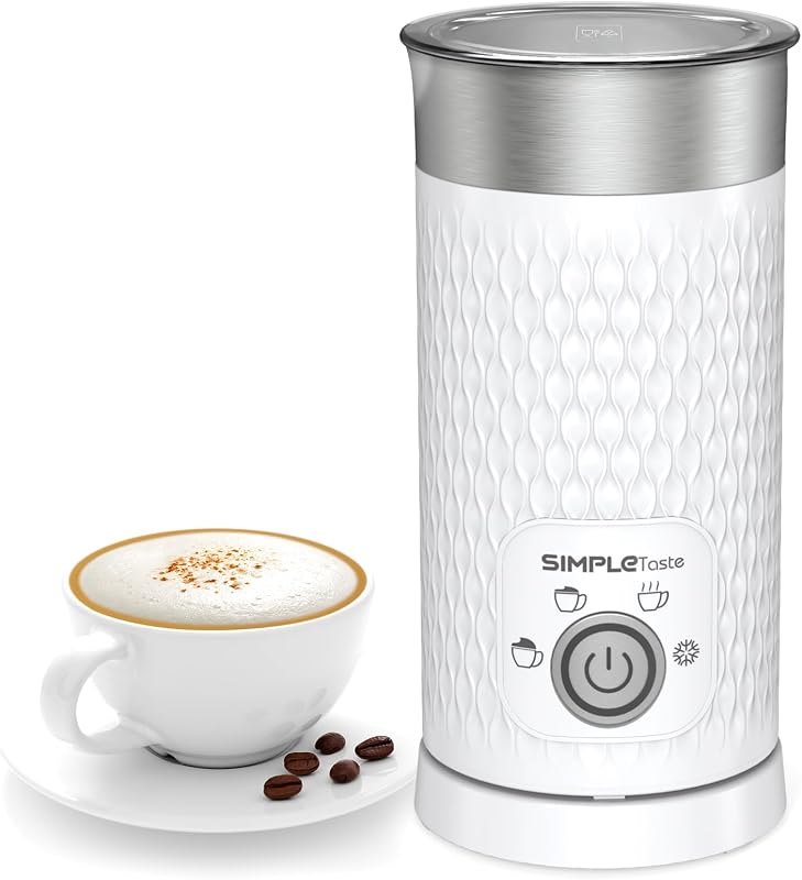 SIMPLETASTE Milk Frother, 4-in-1 Electric Automatic Milk Steamer — frother for best home coffee maker best rated