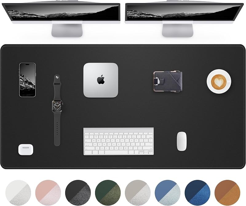 AFIING Large Desk Mat 55" x 24" - PU Leather Desk Pad Protector, Waterproof Non-Slip Extended Mouse Pad for Office