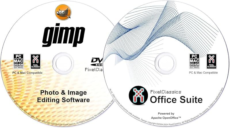 GIMP Photo Editing Software + Office Suite 2026 on CD — Media players like VLC, image editor for media players like vlc