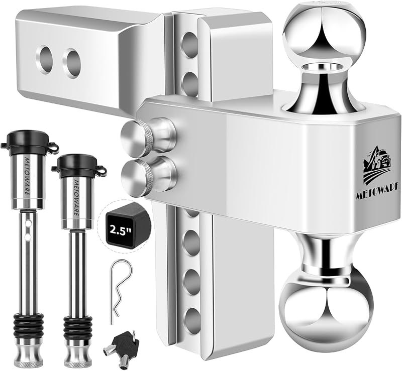METOWARE 2.5'' Aluminum Adjustable Trailer Hitch, 6'' Drop/Rise,18K GTW — trailer-hitch-for-home for trailer hitch