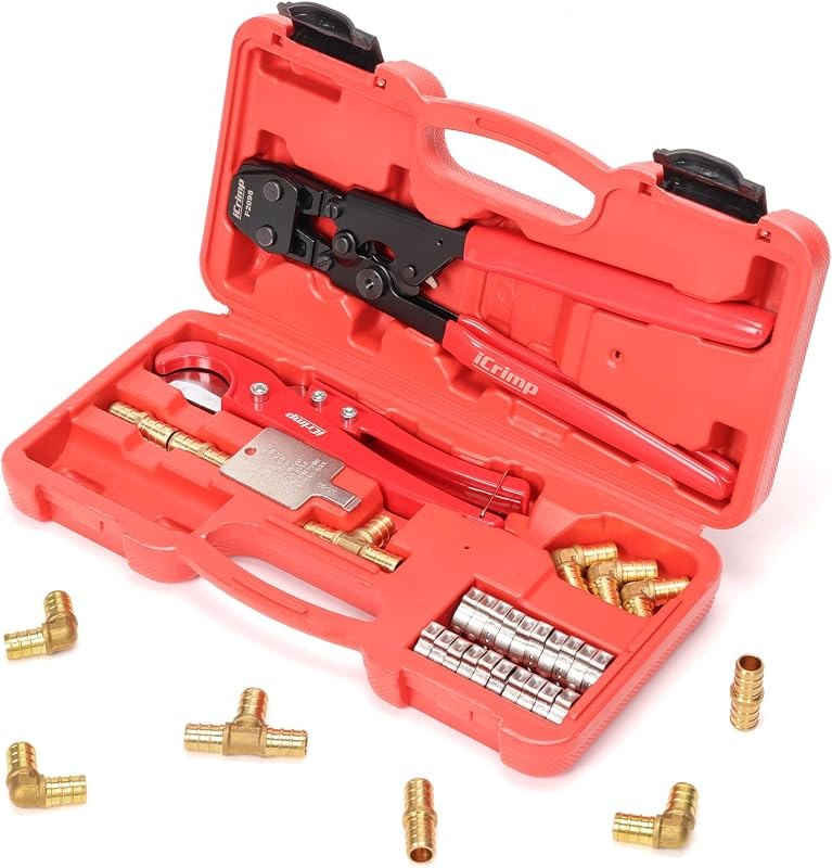 iCrimp PEX Pipe Clamp Crimping Tool Kit with PEX Clamps&Fittings — pipe repair clamp kit for pipe repair clamp under