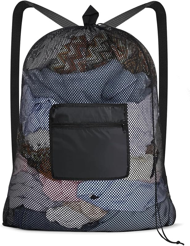 OTraki Mesh Laundry Bags 36 x 28 Inch Extra Large Travel Laundry Bag Backpack Heavy Duty Drawstring Dirty Clothes