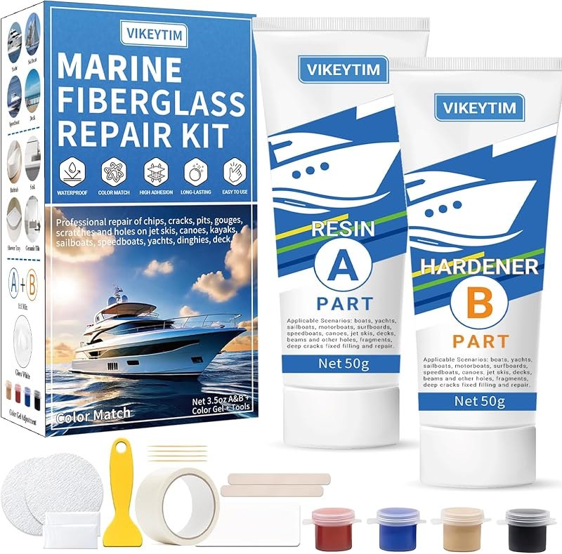 Marine Fiberglass Repair Kit (Color Match), 3.5oz/100g Gel Coat Repair Kit — Boat refill for Boat kit