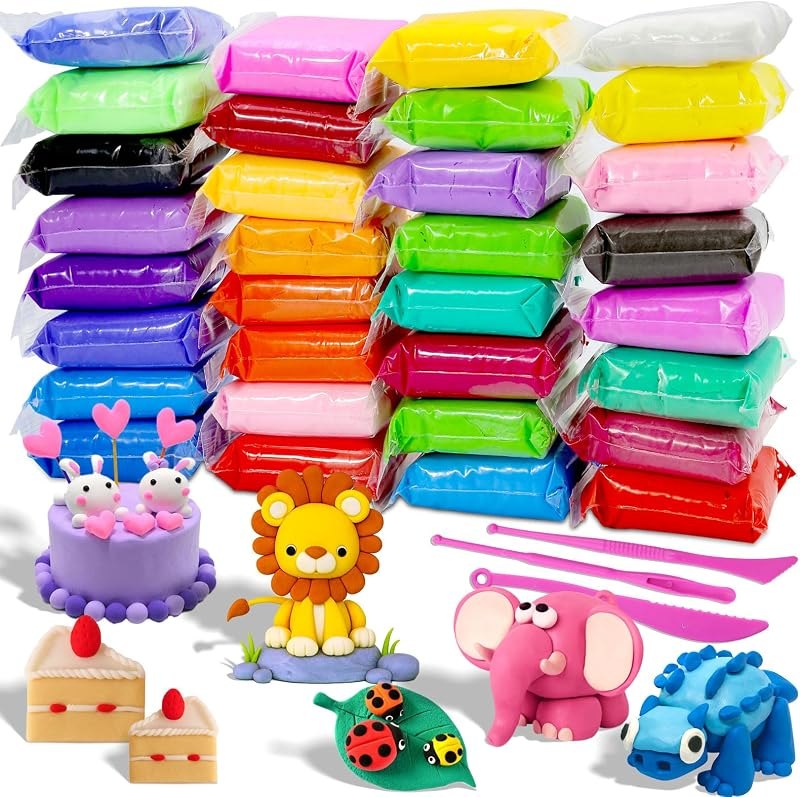 MuseLuxe Air Dry Clay - 32 Colors Modeling Clay Kit with 3 Sculpting Tools — Craft pack for craft kit