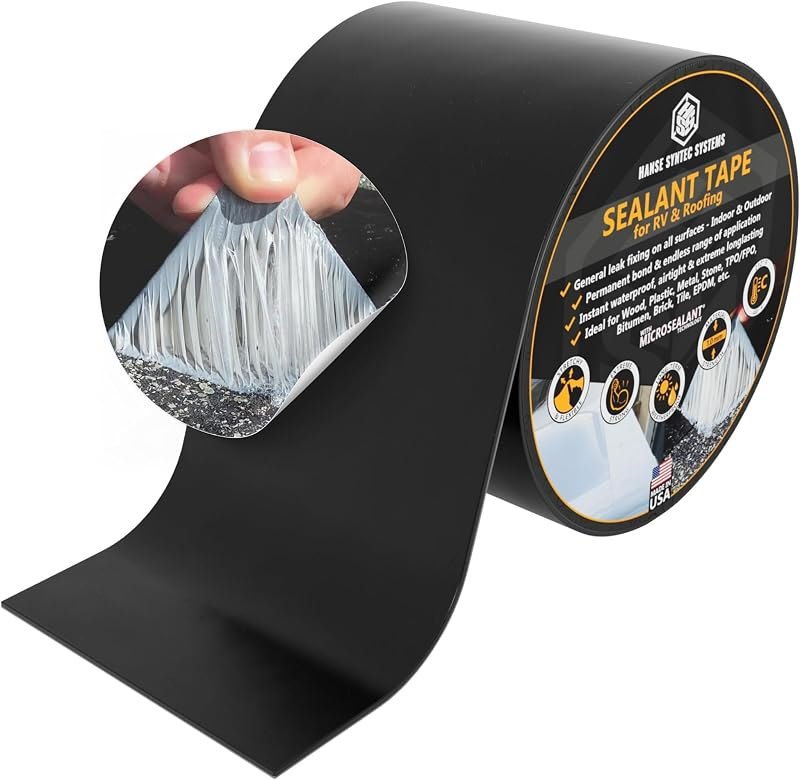 HSS Sealant Tape with MicroSealant Black 2 inch x 25 feet RV & Roof Repair — roof leak tape heavy duty for roof leak
