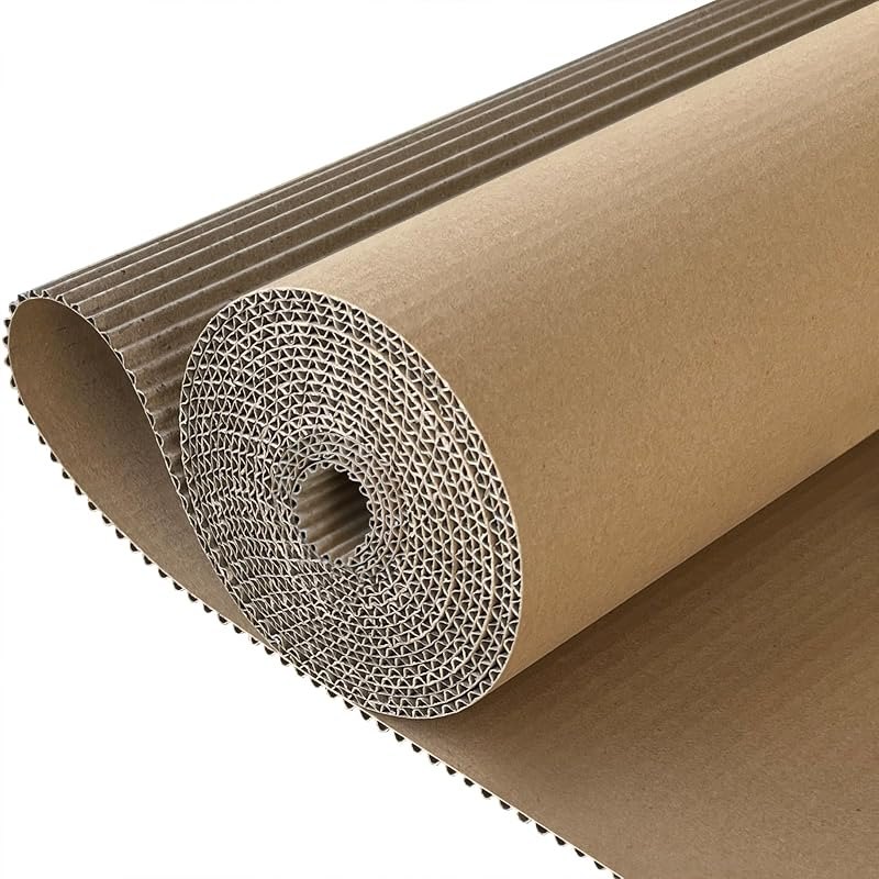 SYOGUA Corrugated Cardboard Roll, 17 x 197 Inches Thicker Wider Corrugated Paper, Single Face Large Cardboard Sheets