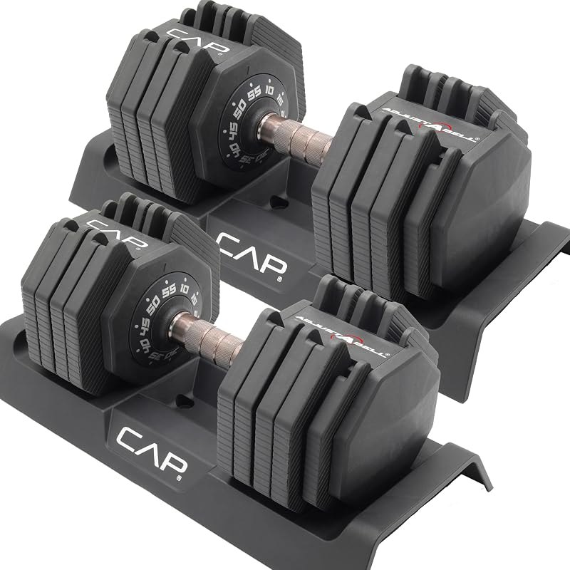 CAP ADJUSTABELL Adjustable Dumbbell Set, Premium Quick Select Adjustable Weights for Strength Training, Singles &