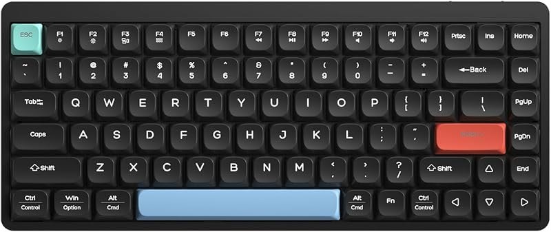 Wireless Mechanical Keyboard 2.4G/Bluetooth, Ultra-Slim Low Profile Silent Mechanical Red Switch, 75% Compact 84 Keys