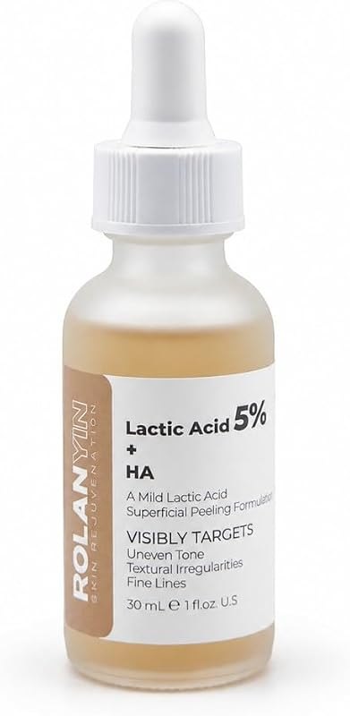 ROLANYIN Lactic Acid 5% + HA Facial Serum for Exfoliating Deep Hydration and Smoothing Skin Texture Nourishing Anti