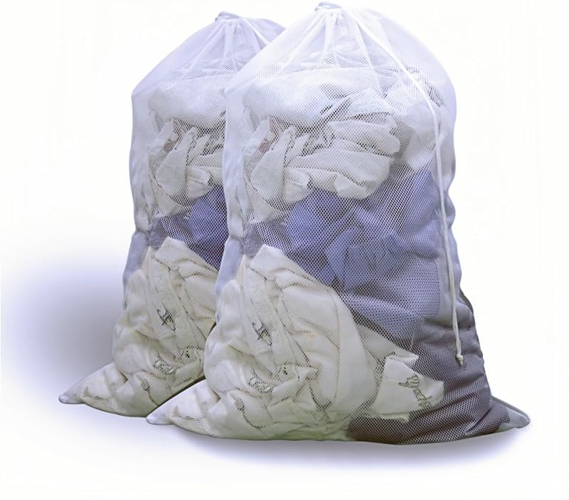 2-Pack Large Mesh Laundry Bag, 24x36 Inch White