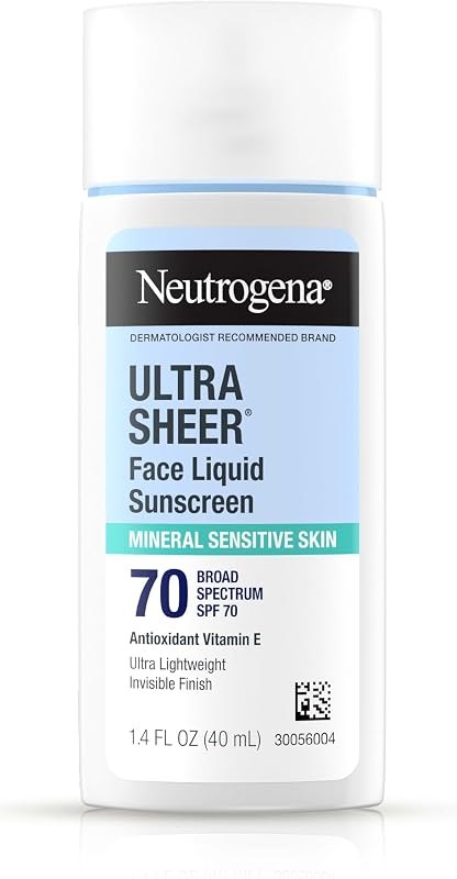 Neutrogena Ultra Sheer Liquid Mineral Face Sunscreen SPF 70, 1.4 fl oz — mineral sunscreen face pack for mineral
