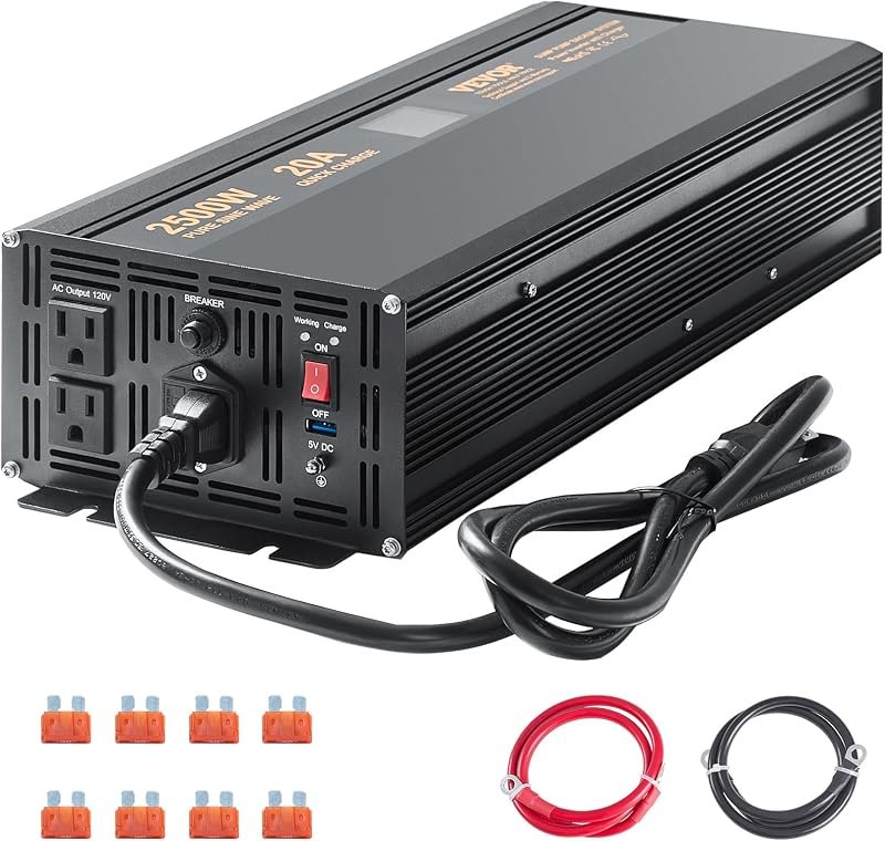 VEVOR 2500W Sump Pump Battery Backup System LCD Display Corded Auto Switch — sump pump backup amazon for sump pump