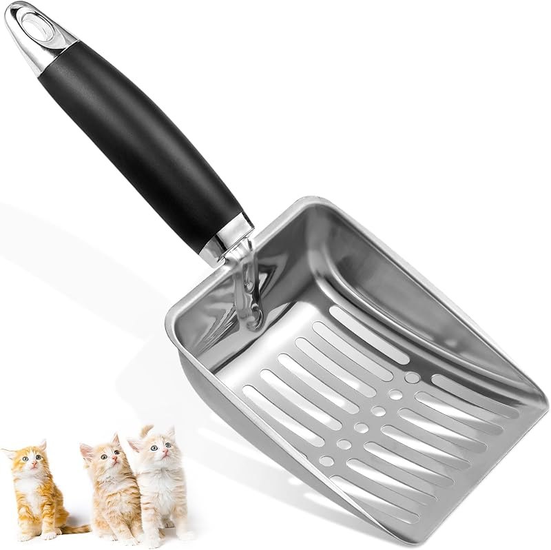 Cat Litter Scoop - Stainless Steel Metal Cat Litter Scoop-Kitty Metal Scooper-Sturdy Mesh Scooper - Mesh Shovel-Easy