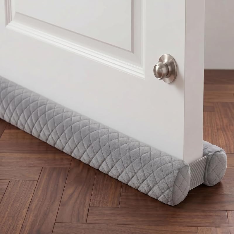 Ciieyuo Premium Velvet Under Door Draft Stopper, Adjustable 30-36 Inches — draft stopper door for register booster fan