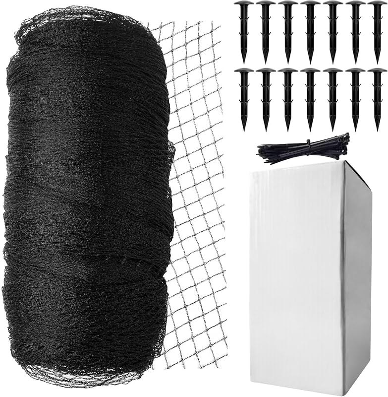 Koi Fish Pond Netting Shield 20ft x 30ft, Black Heavy Duty Pool Leaf net Cover, Protects Garden Pond from
