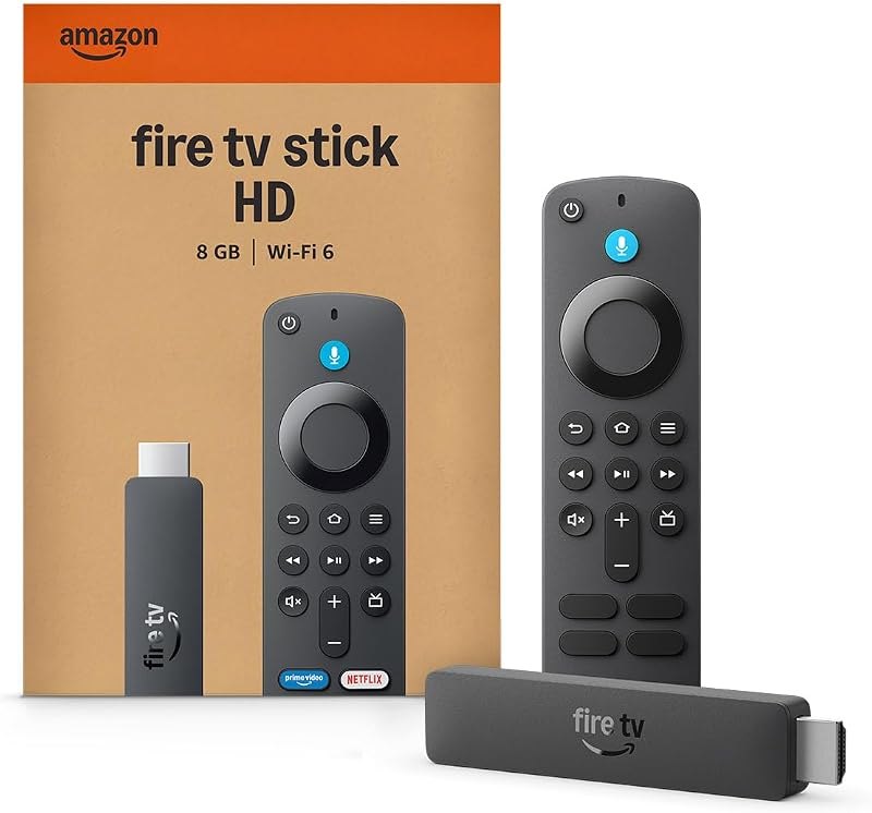 Fire TV Stick HD (newest model), free & live TV, Alexa Voice Remote, powered by the TV, effortless setup, find shows