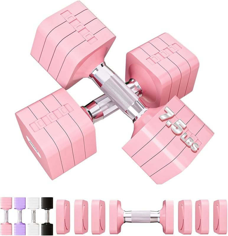 Adjustable Dumbbell Set for Women Men 7.5LB/10LB/15LB/20LB/25LB Each — dumbbells for best home gym equipment travel