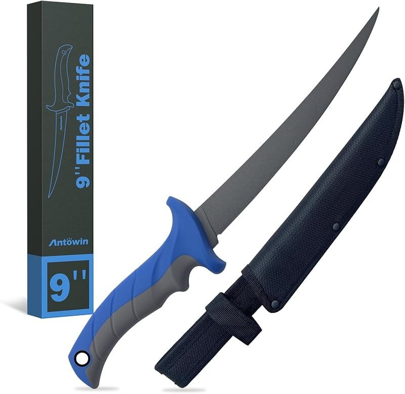 9" Fillet Knife for Fish, Pro-Grade Japanese SG2 Stainless Steel Blade, Heavy Duty Fishing Filet Knives Saltwater with