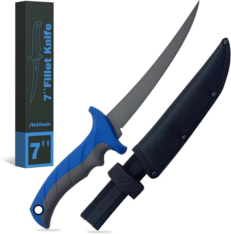ANTOWIN 7" Fillet Knife for Fish, Pro-Grade Japanese SG2 Stainless Steel Blade, Heavy Duty Fishing Filet Knives
