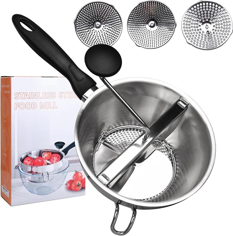 Stainless Steel Food Mills For Tomato Sauce and Jam With 3 Milling Discs — food mill no leak for food mill under 30