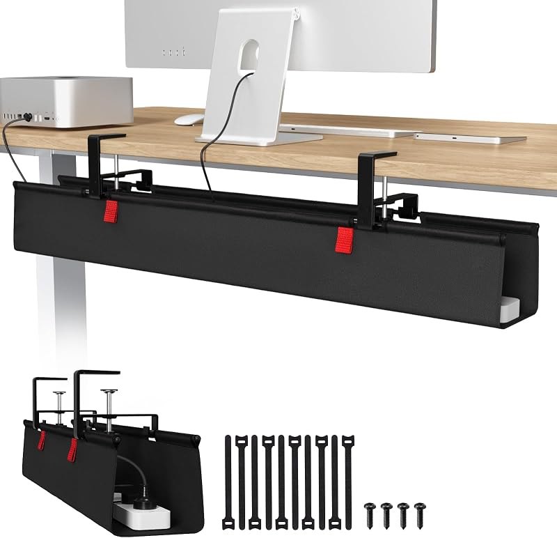 Univivi No Drill Under Desk Cable Management Tray, 36 inch Cable Management — cable tray for best standing desk