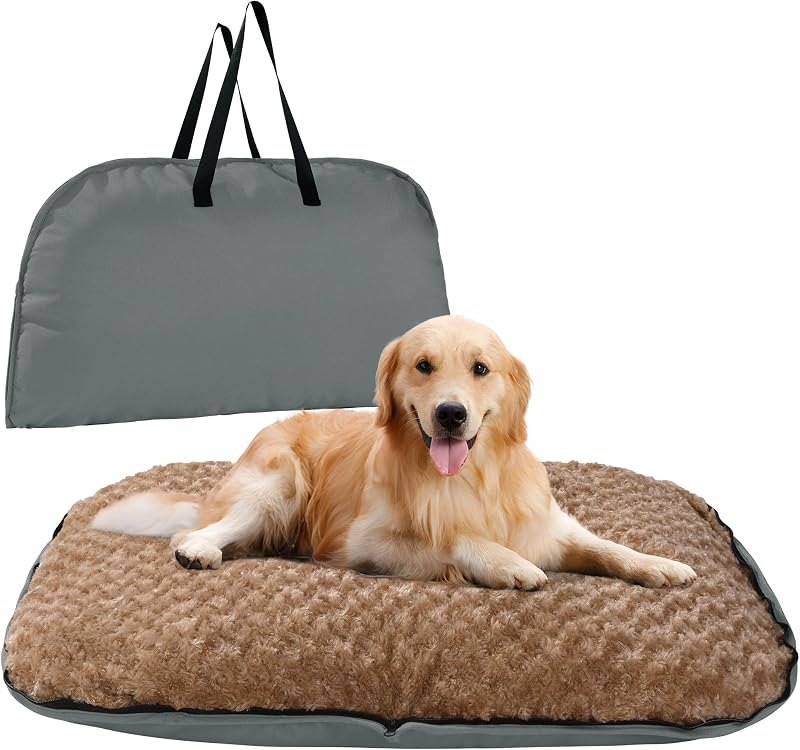 MABOZOO Foldable Travel Dog Bed, Outdoor Camping Dog Bag Bed Pet Pad with Carry Handles, Waterproof Pet Mattress Mat