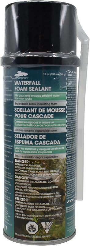 smartpond Waterfall Foam Sealant, Expandable Foam, Black Color Blends into Pond, Cures Fast, 12 oz. Can with