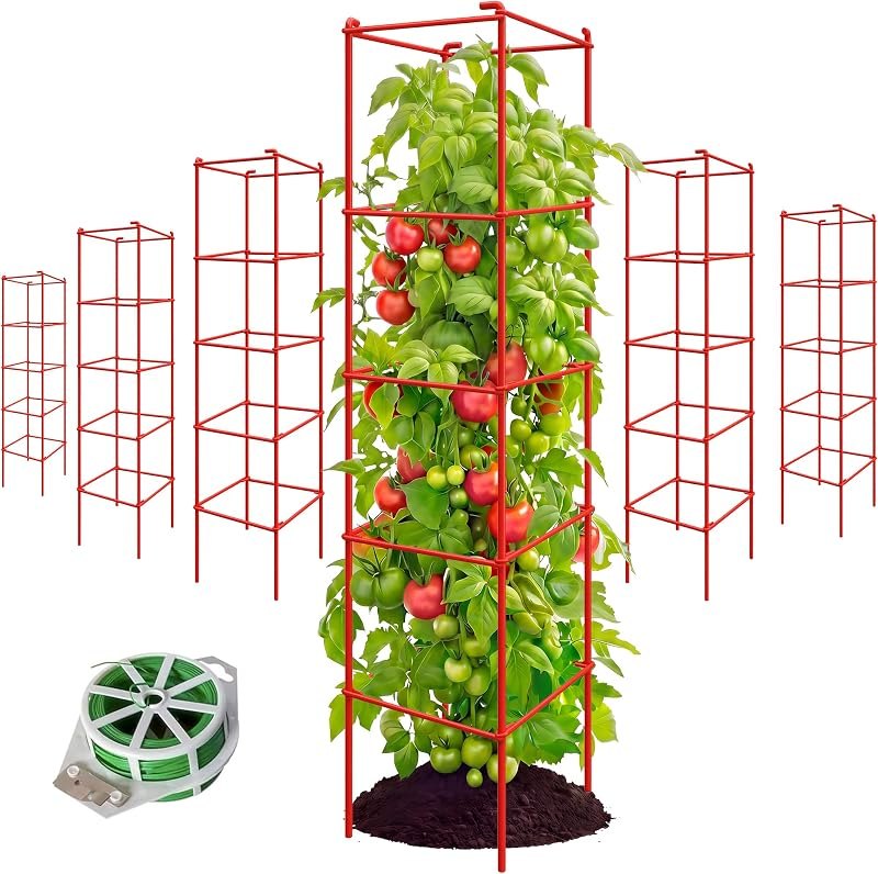 6-Pack 57inch Metal Tomato Cage for Garden Plant Support — tomato trellis for heavy duty tomato cage durable heavy duty