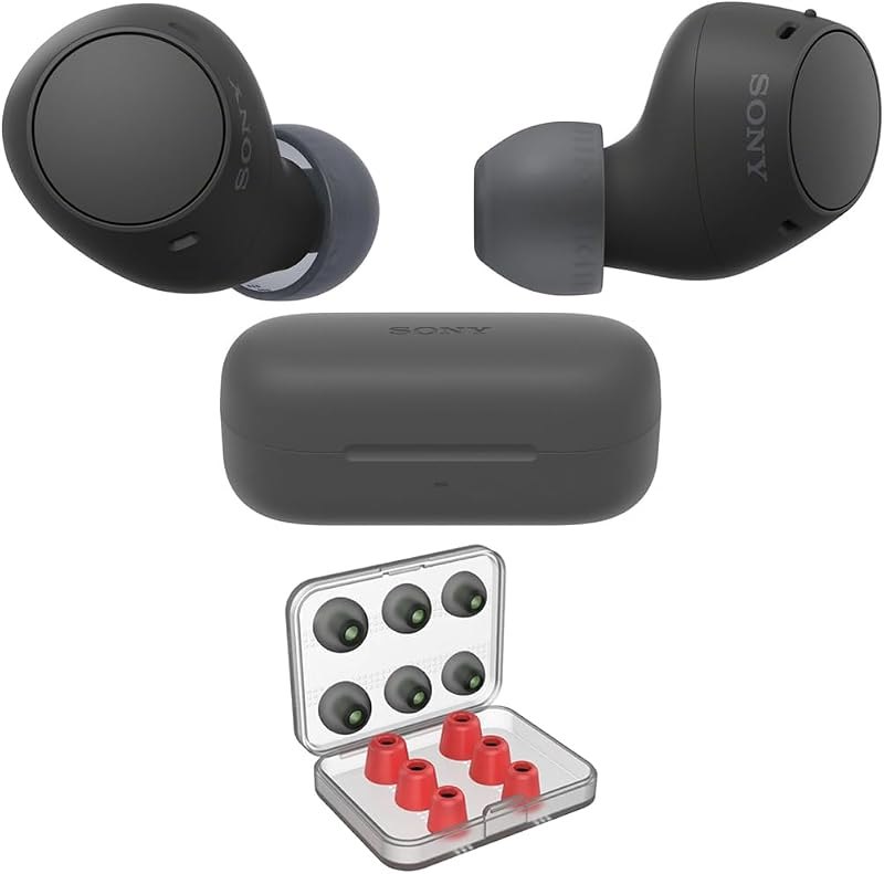 WF-C510 Truly Wireless Earbuds with 22-Hour Battery, IPX4, Multipoint, Black Bundle with Deco Essentials 6 Pairs of