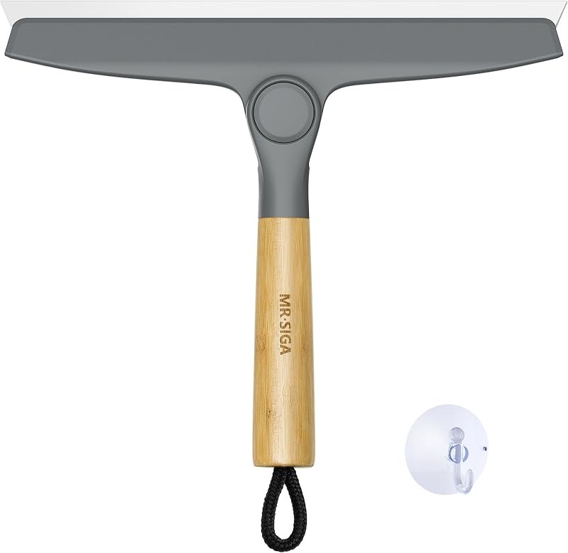 MR.SIGA Silicone Squeegee for Shower Door, Mirror, Glass, 10 inch, Gray — shower squeegee no leak for shower squeegee