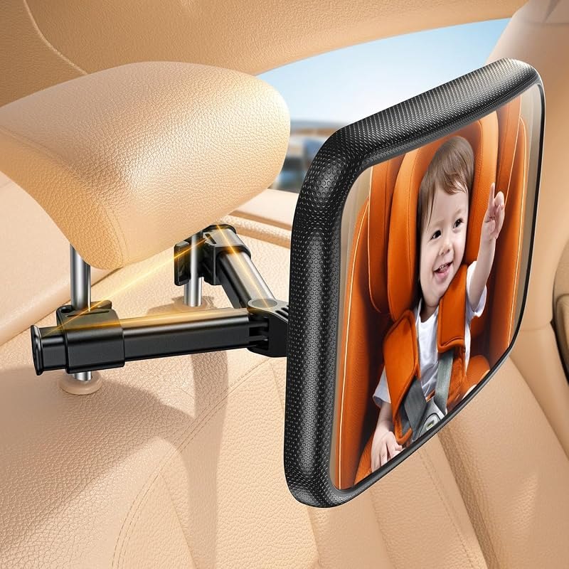 Lamicall Backseat Baby Car Mirror, Safe Never Shake & Fall, Wide Clear View — baby car seat mirror replacement for