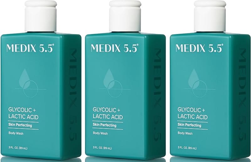 Medix 5.5 Glycolic Acid + Lactic Acid Exfoliating Body Wash Gel, KP Bump Eraser, AHA Exfoliant Skin Care Body