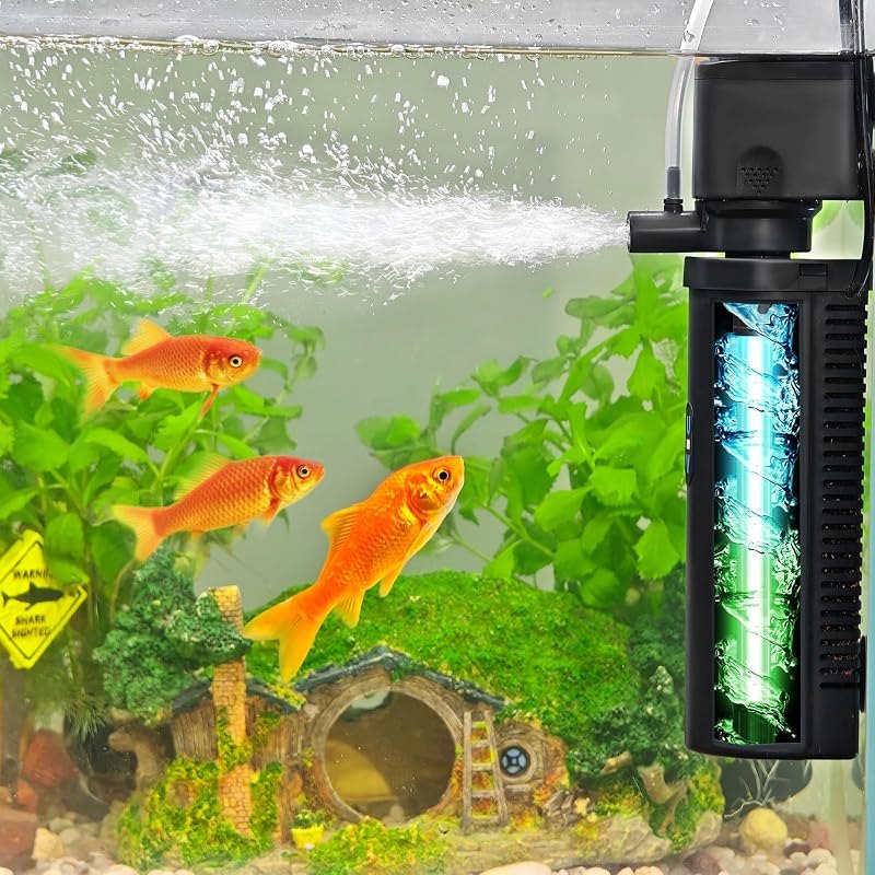 COOSPIDER 200GPH Aquarium Filter with 5W U-V Light for 30-100 Gallon — best-pond-filter for pond filter under 30 budget