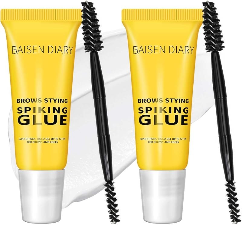 2 Pack Brow Styling Spiking Glue - Clear Eyebrow Setting Gel, 24HR Waterproof & Sweat-Proof Hold, Flawless Natural