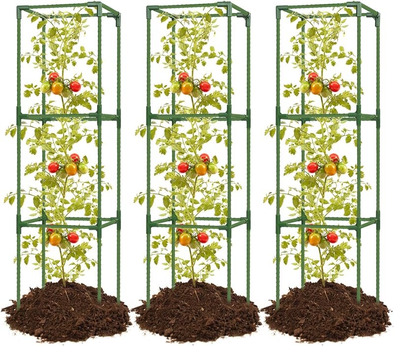 3 Pack 47 Inch Heavy Duty Height Adjustable Square Tomato Cage — best heavy duty tomato cage for heavy duty tomato