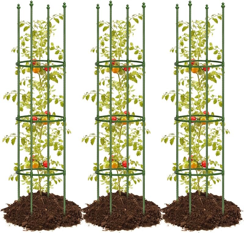 3 Pack 59 Inch Height Adjustable Tomato Cages for Garden — heavy duty tomato cage for heavy duty tomato cage