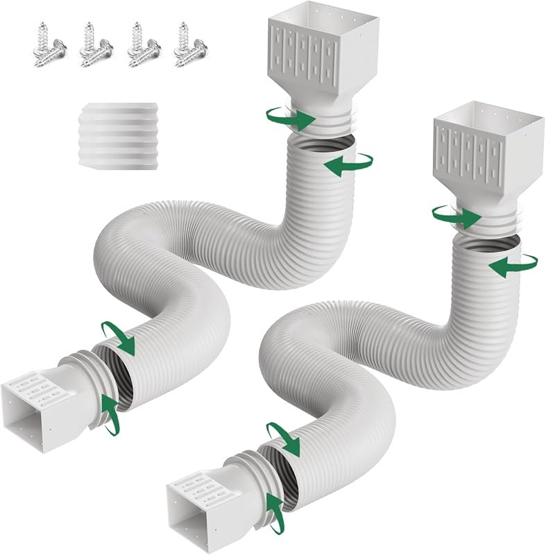2 Pack Rain Gutter Downspout Extensions, Upgraded Flexible Drain Down Spout Extender for Rain Water Drainage, Each
