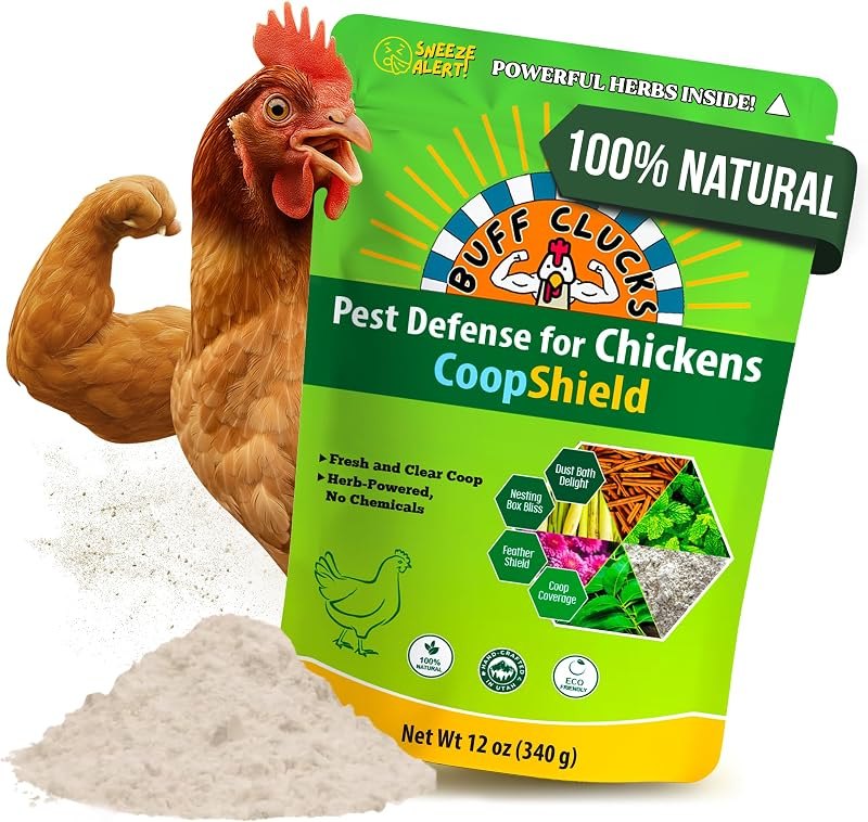 Buff Clucks Dust Bath for Chicken Nesting Herbs Blend Coop Floor, 12 oz — Chicken Coop refill for chicken coop