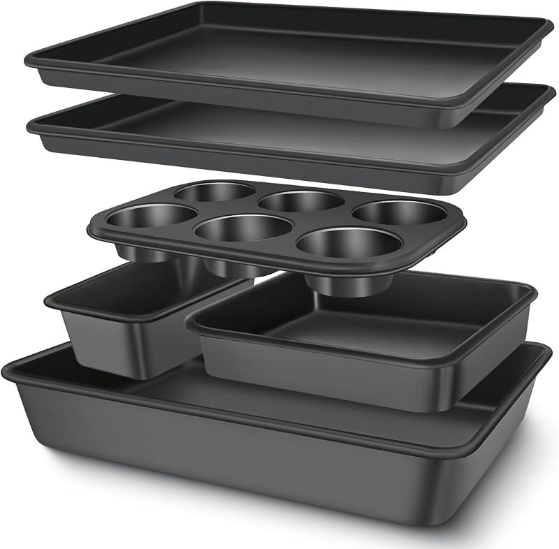 Baking Pans Set, Nonstick Bakeware Sets, Oven Pans for Cooking, AIVIKI 6 Pieces Baking Sheets Set Including Cookie