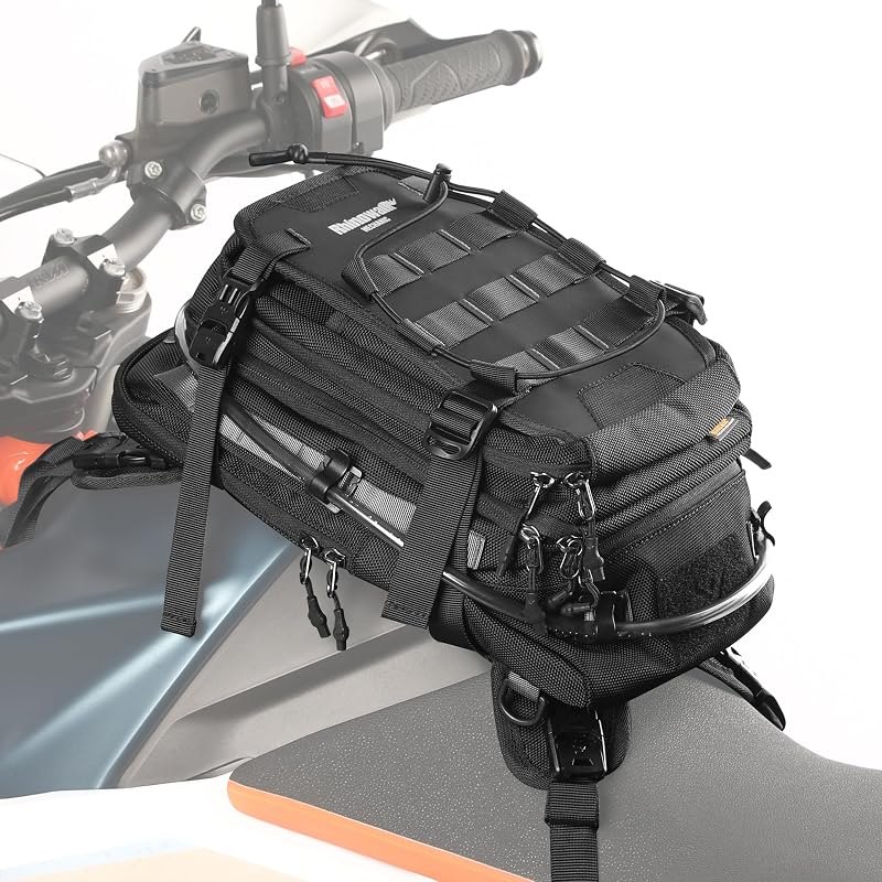 Rhinowalk motorcycle tank bag backpack, separate water bag, duffel bag with molle system, fits most adventure and