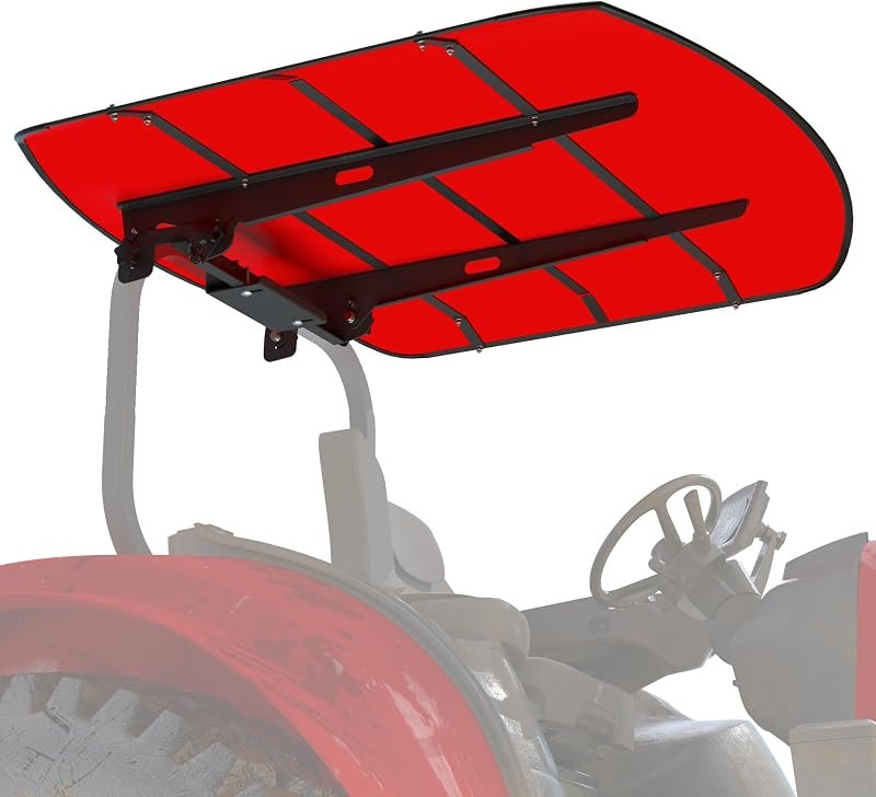 Tredre Red Tractor Canopy for ROPS 53-3/8" X 53-3/8", Tractor Shade Canopy Roof for Tractor and Mowers, Non-Fading