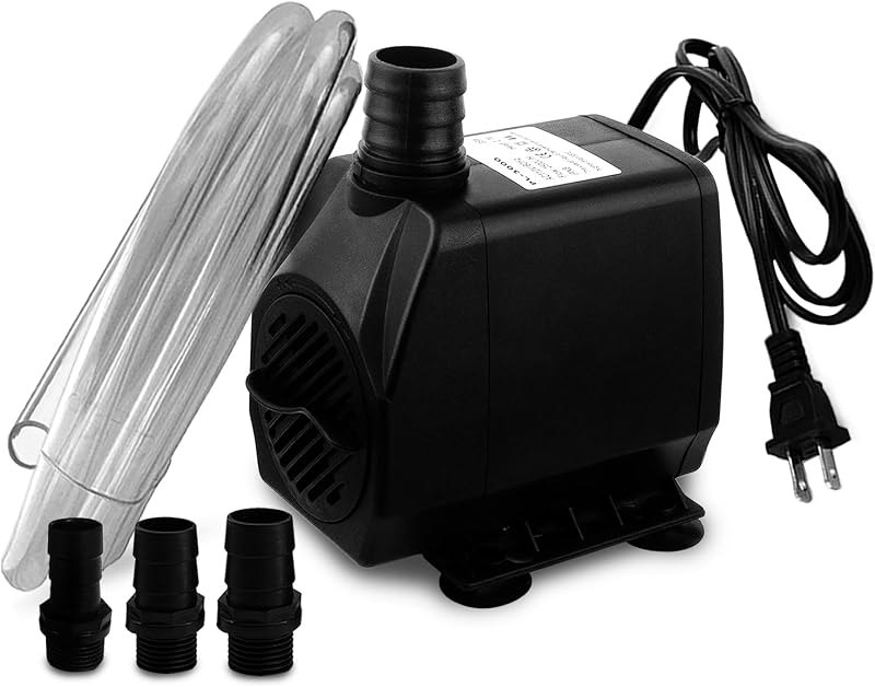 PULACO Large Flow: 800GPH Water Pump with 6.5 ft Tubing and 4 Nozzles — pond-pump-pack for pond pump durable heavy duty