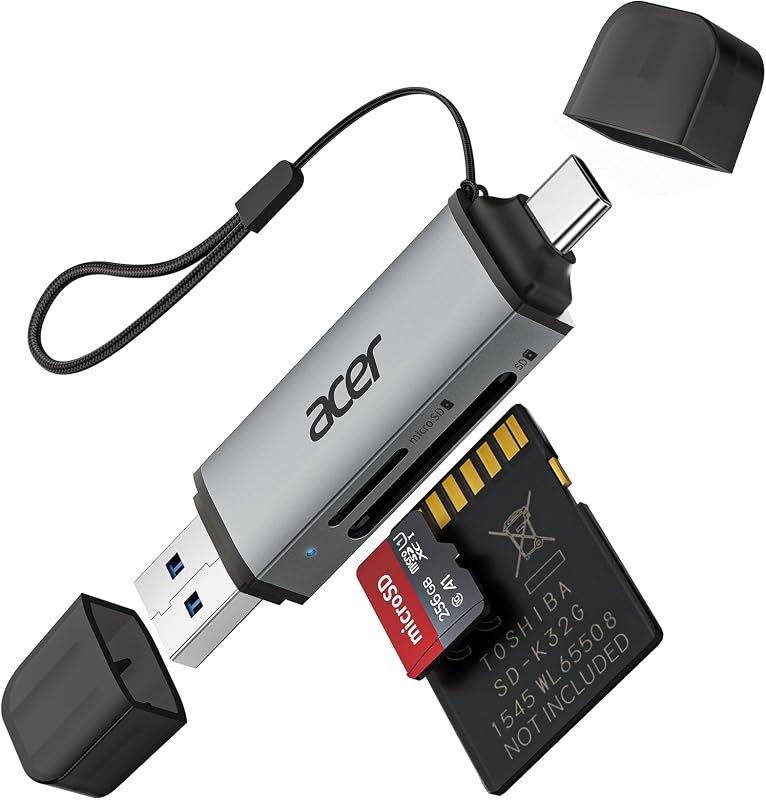 acer SD Card Reader USB C, Dual Slots USB Type C to Micro SD Card Adapter — adapter for best microSD card travel compact