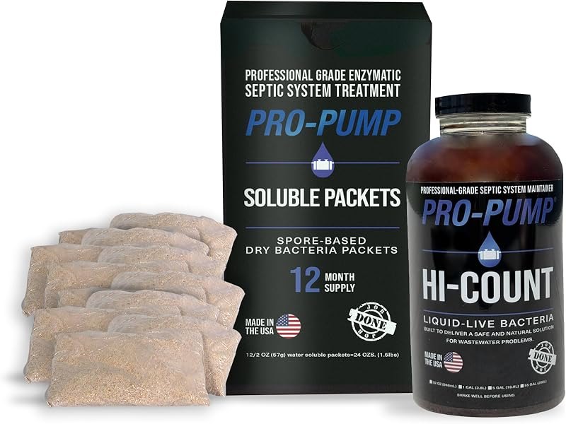 Septic Saver Kit, SP Water-Soluble Dry Packets and HI-COUNT Liquid, 12 x 20-Oz Packets and 1 Qt Liquid — Septic amazon
