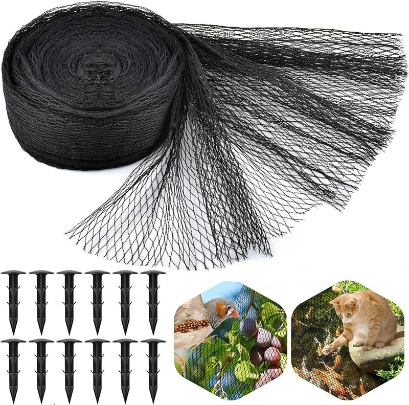 PACETAP Pond Netting Kit 7 x 10 Ft for Leaves, Heavy Duty Koi Pond Cover, Pool Protective Cover Netting with Stakes