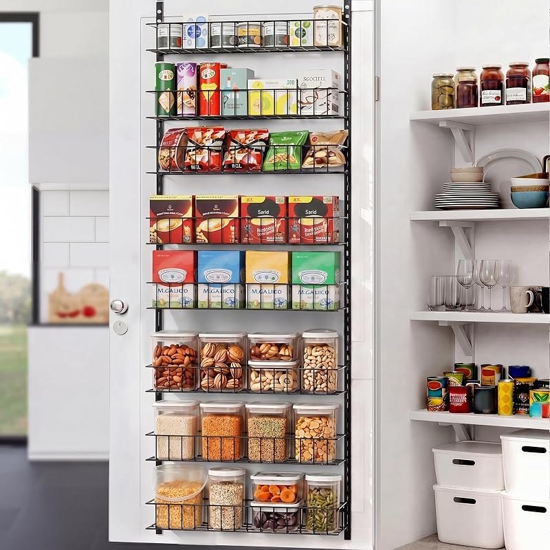 ElegantArray 8-Tier Pantry Door Organizer, Black — pantry door rack for over the door organizer under 30 budget