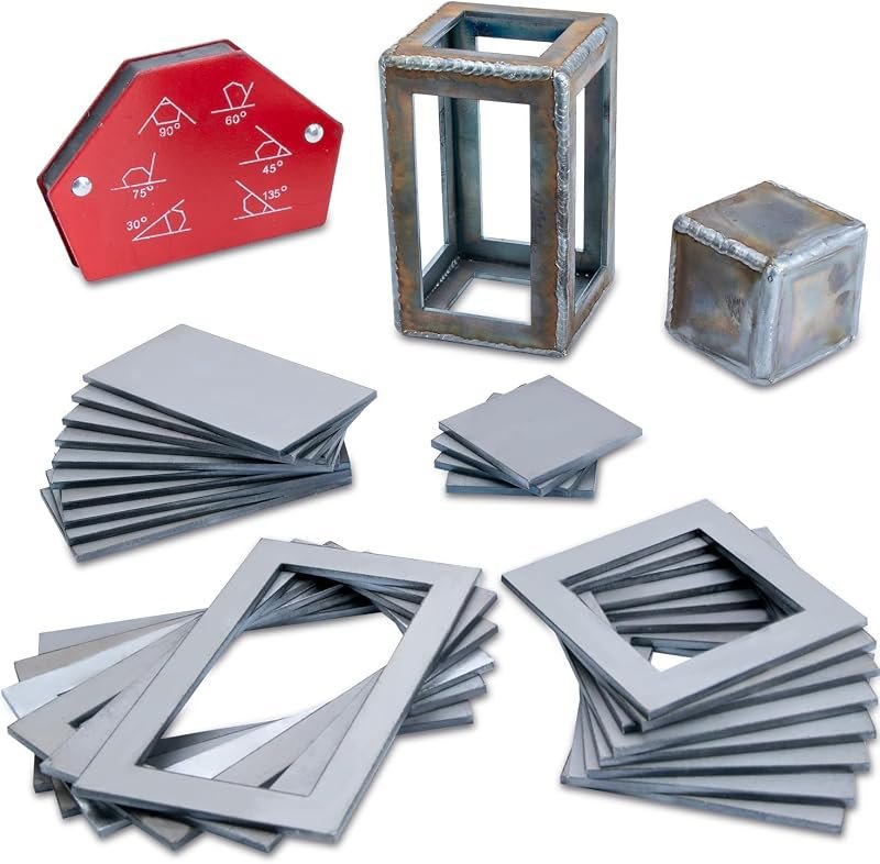40 PCS Welding Coupons, Welding Practice Kit, Made Of 11 Gauge Premium Mild Steel,3×3" 3×5", With Welding Magnet