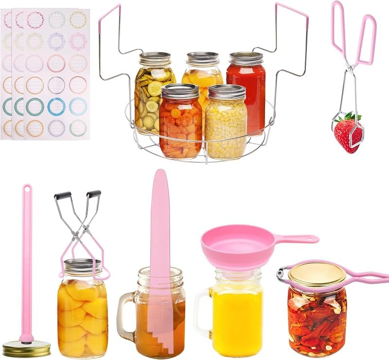 8PCS Canning Supplies Starter Kit,Canning Kit with Canning Funnel 11.2in — Lids, funnels, and canner racks. for for